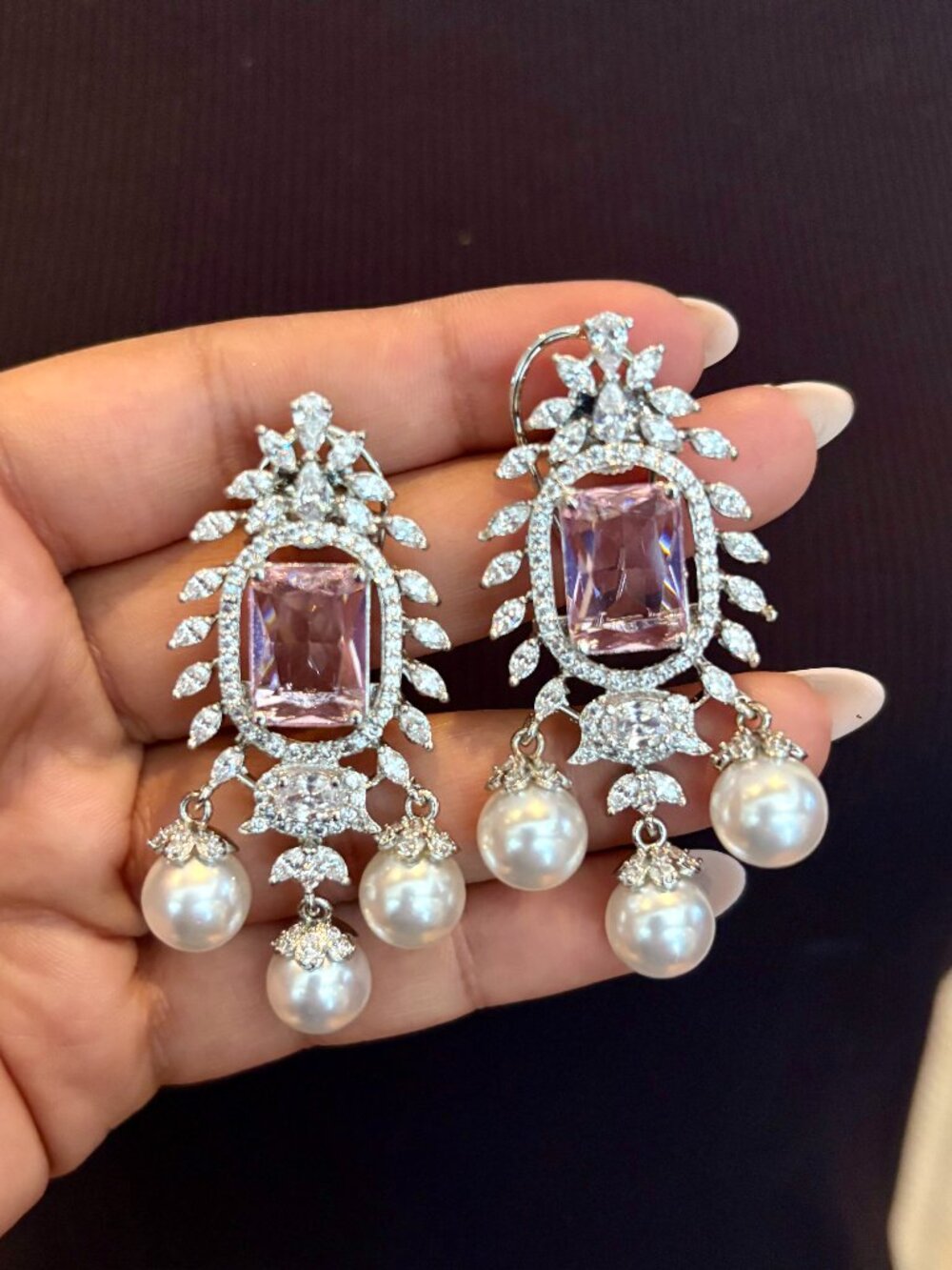 Bridal Pink Cubic Zirconia Earrings